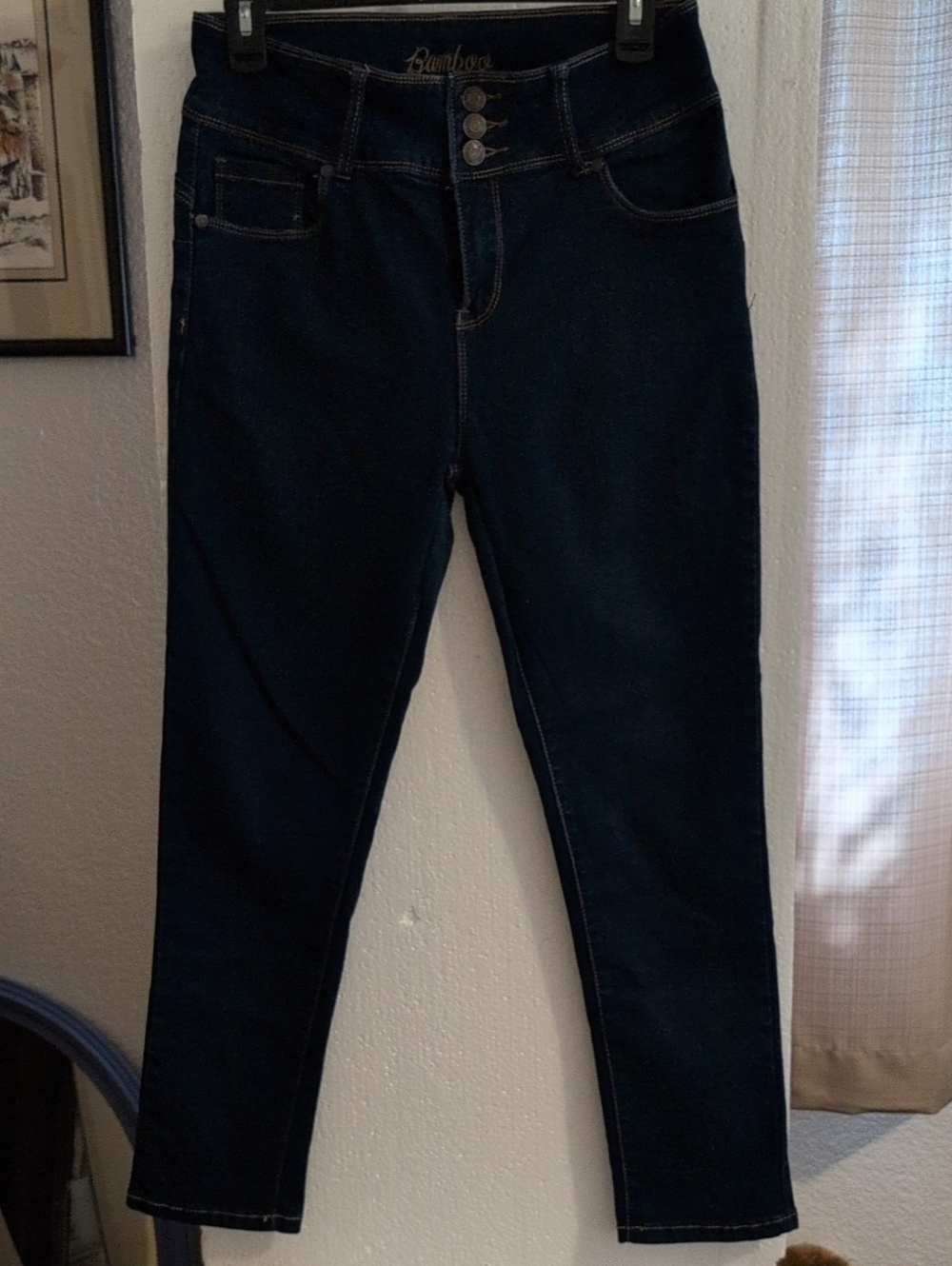 BAMBOO Slim High-Rise Skinny Jeans in Dark Blue